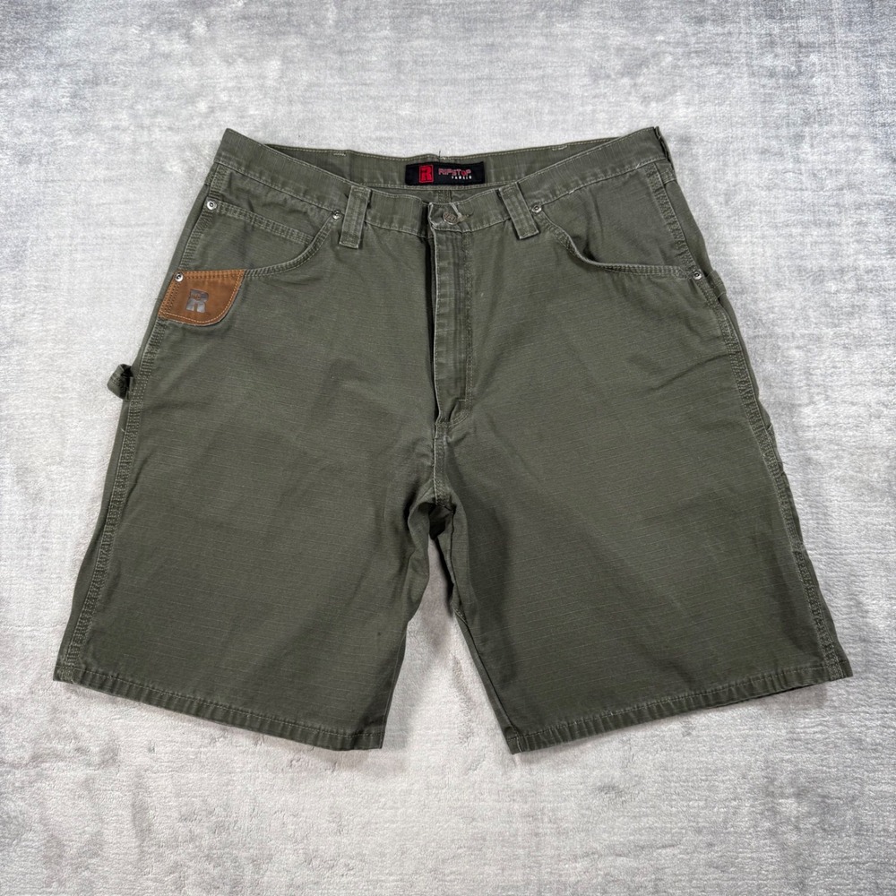 Wrangler Riggs Shorts Mens 36 Olive Green Workwear Carpenter Ripstop Utility